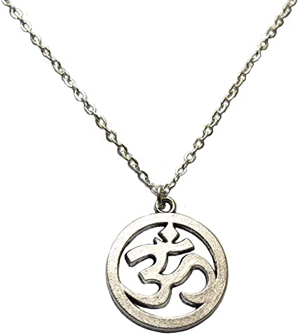 Om necklace for men, men's silver chain necklace, gift for him .