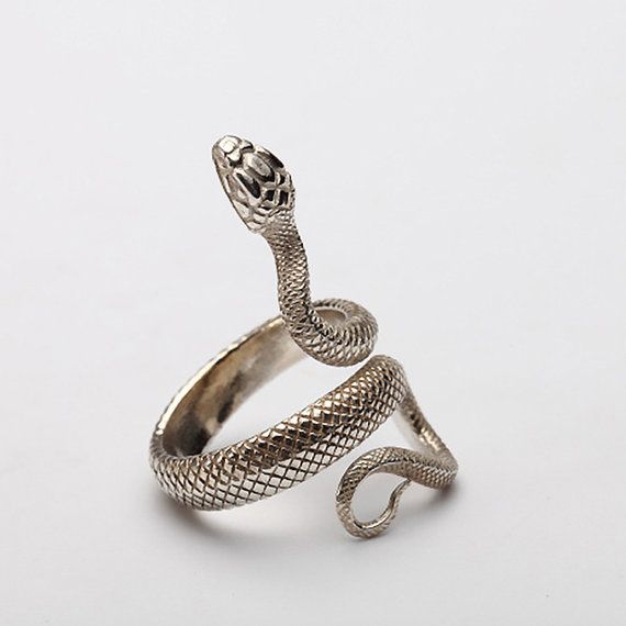 Sterling silver snake ring wrap rings for women, gothic jewelry .