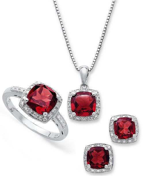 Macy's Gemstone and Diamond Accent Jewelry Sets in Sterling Silver .