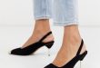 ASOS DESIGN Sascha slingback kitten heels in black | AS