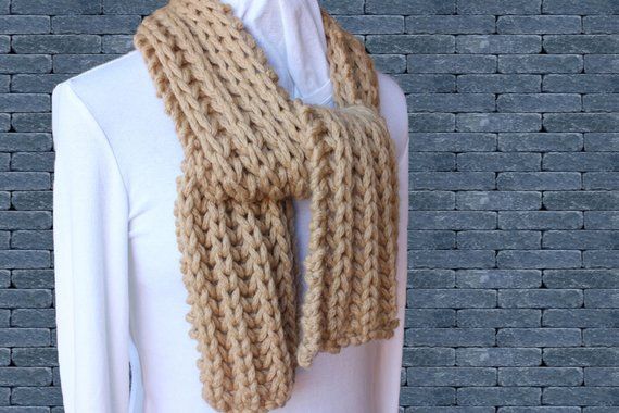 Chunky Knitted Scarf Pattern, Easy to Knit Scarves, Chunky .