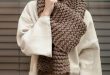 Women Winter Solid Colors Rough Knitted Scarves Outdoor Thick Warm .