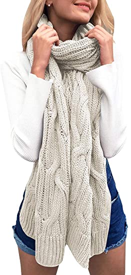 Beautife Womens Soft Winter Knitted Scarves Cable Knit Neck Warm .