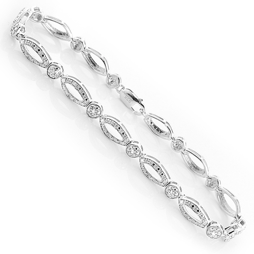 Sterling Silver Ladies Diamond Bracelet 0.19