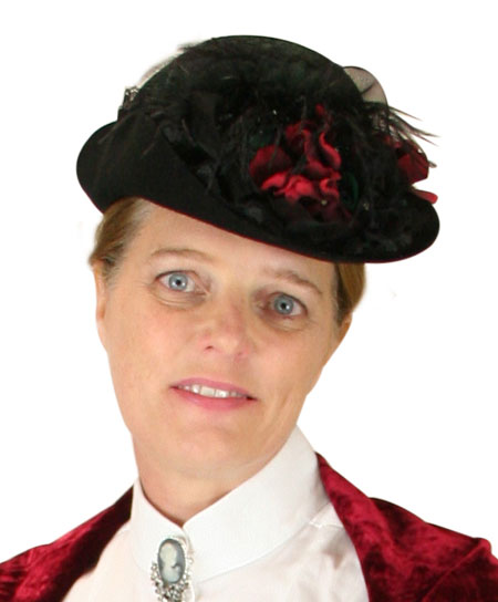 Victorian Ladies Hat - Green & Burgun