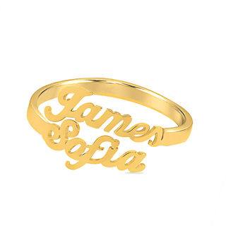 Couple's Script Name Bypass Adjustable Ring in Sterling Silver .