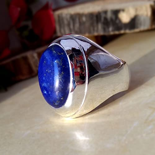 Amazon.com: Lapis Lazuli Men's Ring, Big Lapis Ring, 925 Sterling .
