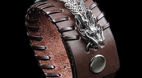 Celestial Dragon Genuine Leather Cuff Bracelet - Fandu