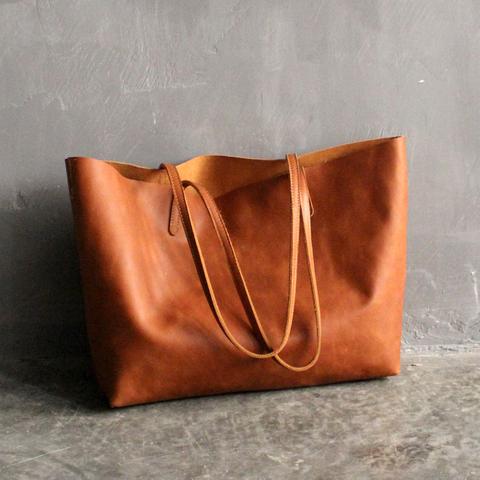 Handmade Leather Tote Bag for Women Large Shopper Bag Carry-on .