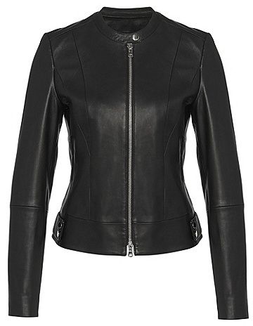 HUGO BOSS Short biker-style leather jacket: `Liara | Blazer .