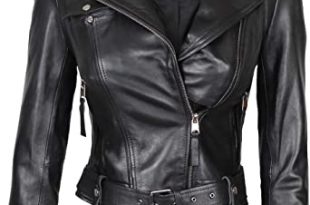 Decrum Womens Lambskin Leather Jacket - Asymmetrical Real Leather .