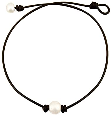 Amazon.com: Weilim Single Bead Leather Choker Necklace for Women .