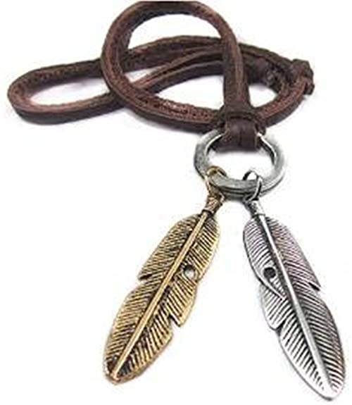 COOLLA Soft Leather Feather Necklace Men's Leather Necklace .