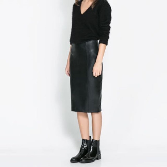 Zara Skirts | Faux Leather Pencil Skirt | Poshma
