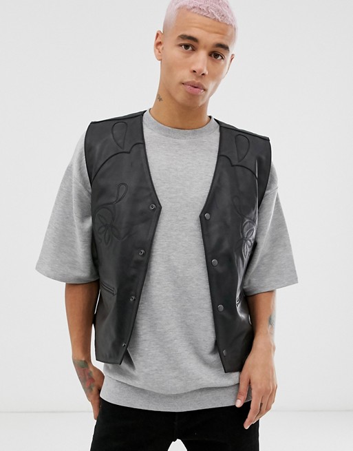 Weekday Raoul leather vest in black | AS