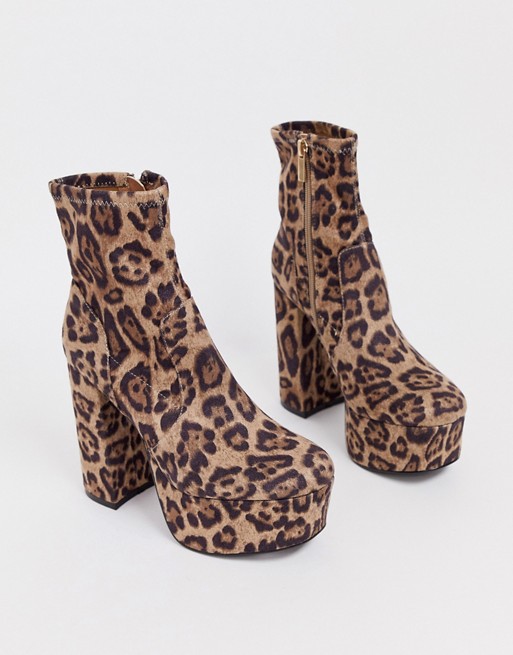ASOS DESIGN Entice platform sock boots in leopard | AS