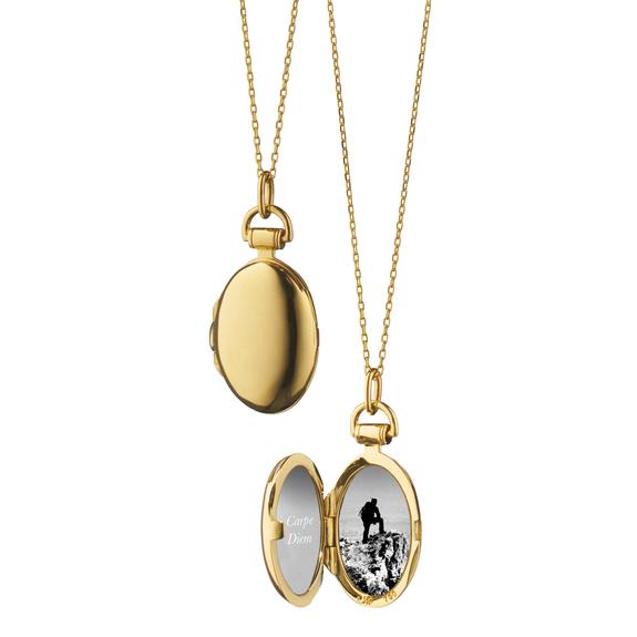 Anna" Petite 18K Gold Locket Necklace | Monica Rich Kosa