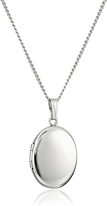 Amazon.com: Sterling Silver Polished Oval Locket Necklace, 16 .