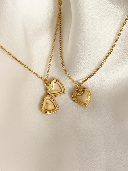 Alexa Tiny 14K Gold Dipped Heart Locket Necklace – SweetPee