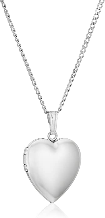 Amazon.com: Sterling Silver Polished Heart Locket Necklace, 16 .