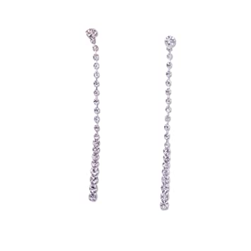 Amazon.com: Silver Crystal Long Dangle Earrings: Beau