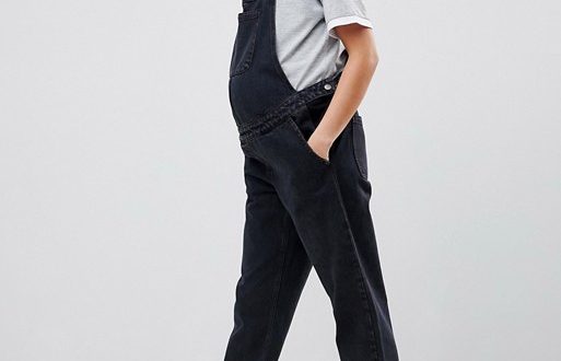 ASOS DESIGN Maternity denim overall in washed black | AS