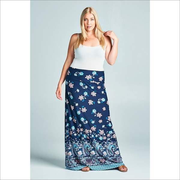 Buy Floral Maxi Skirt & Plus Size Borderprint Paisl