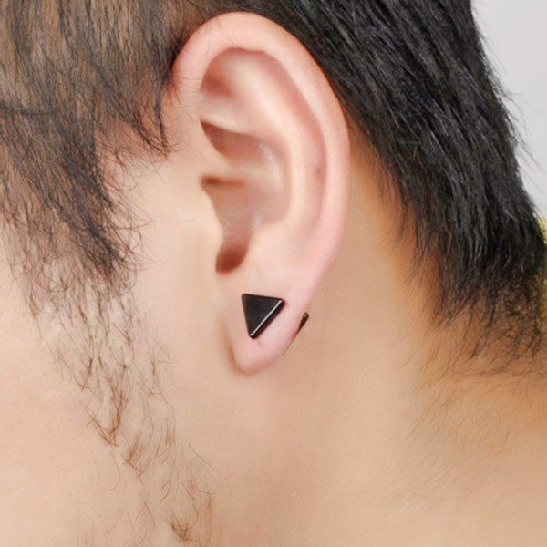 Stainless Steel Triangle Stud Men Earrings in 2020 | Stud earrings .