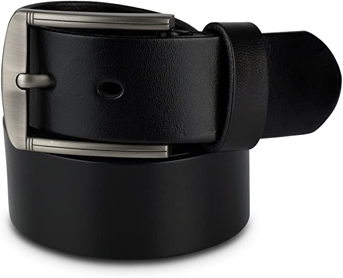 Black Genuine Leather Belt - 1.5" Thick Adjustable leather Belt .