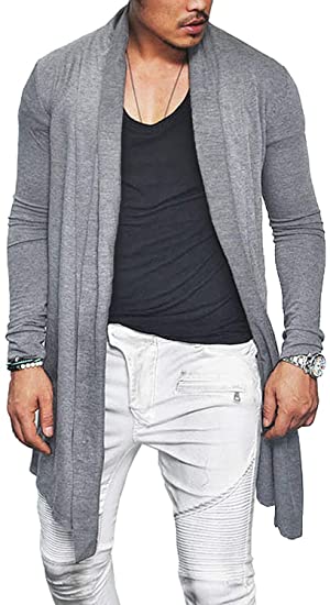 EastLife Mens Open Front Cardigans Lightweight Cotton Shawl Collar .