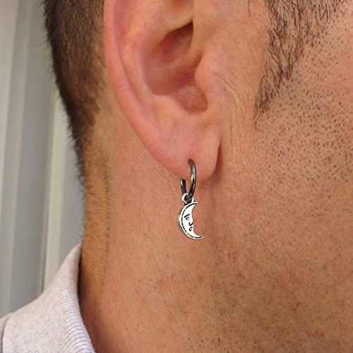 Amazon.com: Mens Crescent Earring Black Half moon earring for men .
