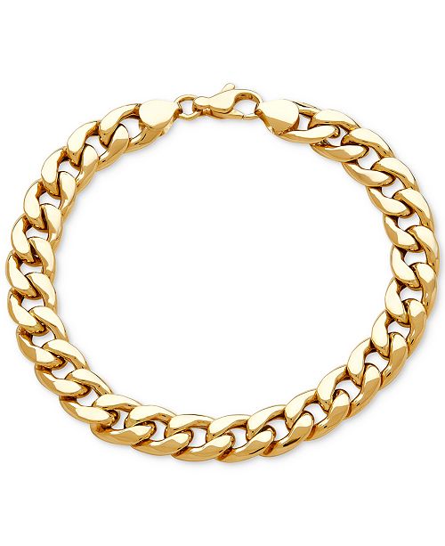 Italian Gold Men's Heavy Curb Link Bracelet in 10k Gold & Reviews .