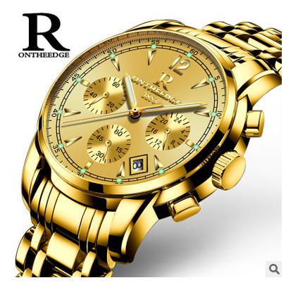 men's full gold watches Multifunction man luxury watch stainles .