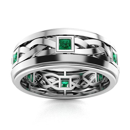 Jean Men's Ring with Princess cut Emerald | 0.6 carats Square .
