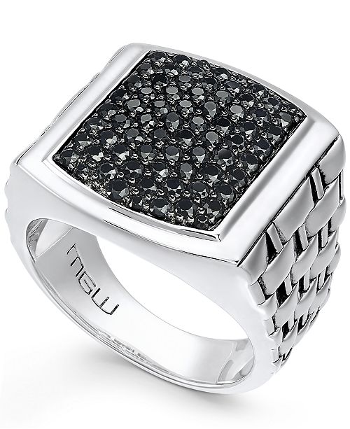 Macy's Men's Sterling Silver Ring, Black Sapphire Square (2 ct .