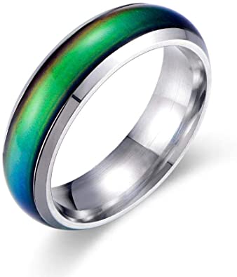 Ello Elli 6MM Comfort Fit Stainless-Steel Color Changing Mood Ring .
