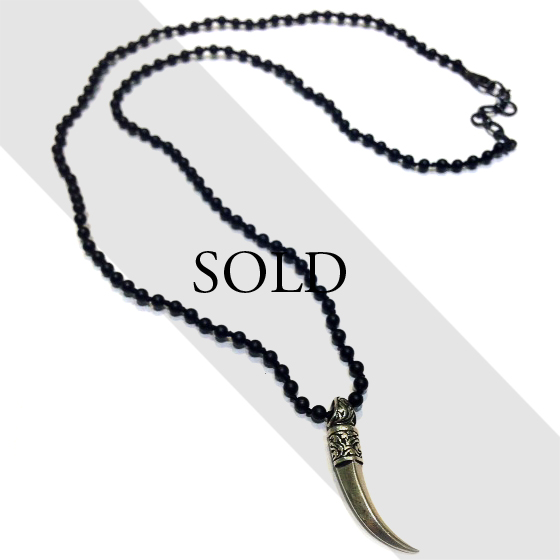 Silver Horn & Onyx bead Men's necklace - Men's Necklaces | Lazaro So