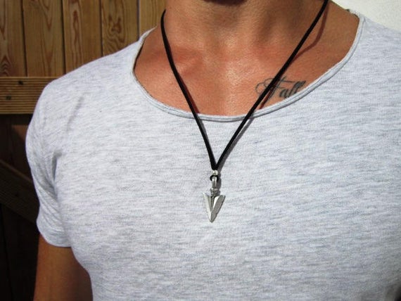 Gifts for men silver pendant mens necklace leather necklace | Et