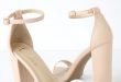Cute Nude and White Heels - Ankle Strap Heels - Color Block Hee
