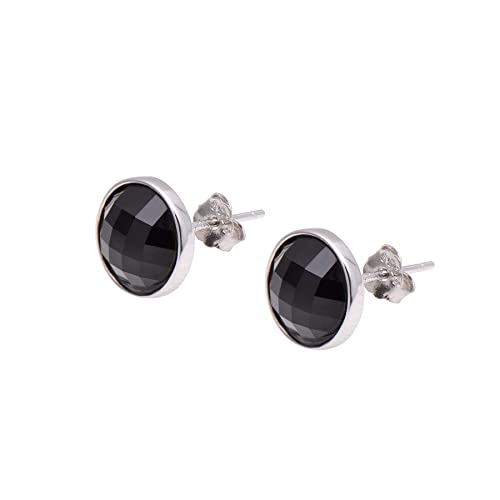 Amazon.com: 9mm 925 Sterling Silver Black Onyx Round Button .