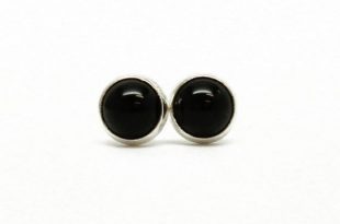 4mm Black Onyx Stud Earrings in Sterling Silver Onyx Studs | Et
