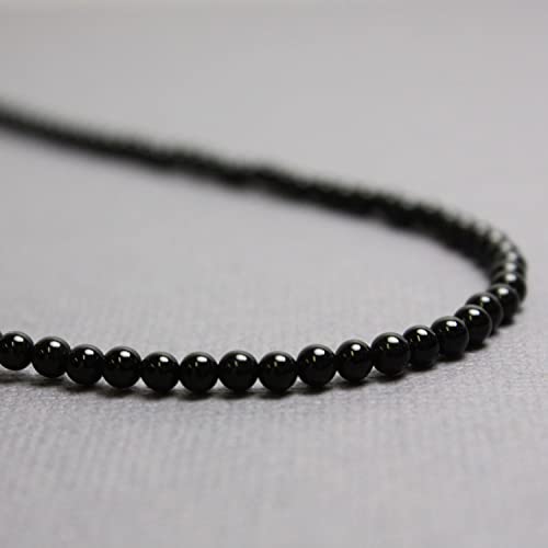 Amazon.com: Black Onyx Necklace-3mm Beads-Sterling Silver Clasp-14 .