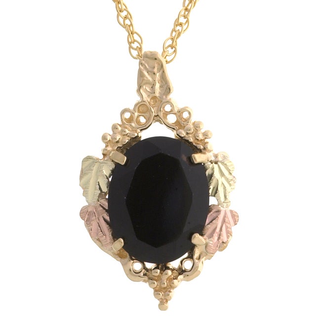 Shop Black Hills Gold Pendant with Faceted Onyx Necklace - On Sale .
