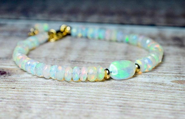 Natural Opal Bracelet, Opal Nugget Bracelet - Folk