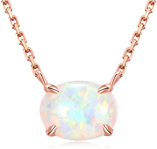 Amazon.com: Ellena Rose Sterling Silver Opal Necklace, 925 .