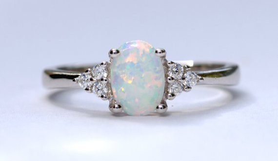 White Opal Ring White Fire Opal Ring Oval Opal Ring Promise | Et