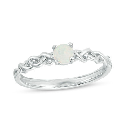 4.0mm Lab-Created Opal Solitaire Braided Shank Promise Ring in .