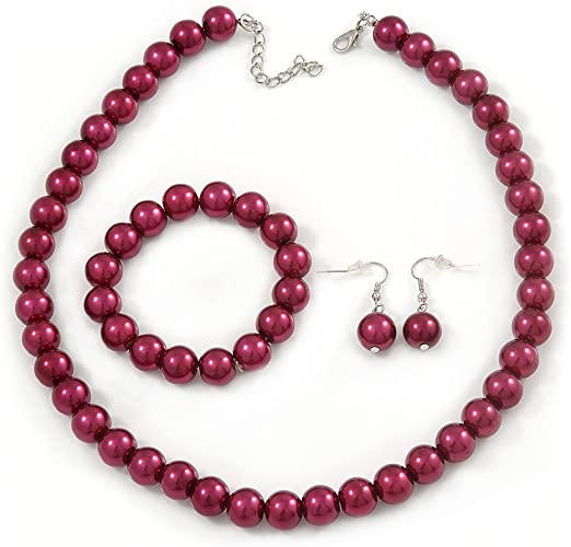 Amazon.com: Avalaya 12mm Cranberry Red Glass Bead Necklace, Flex .