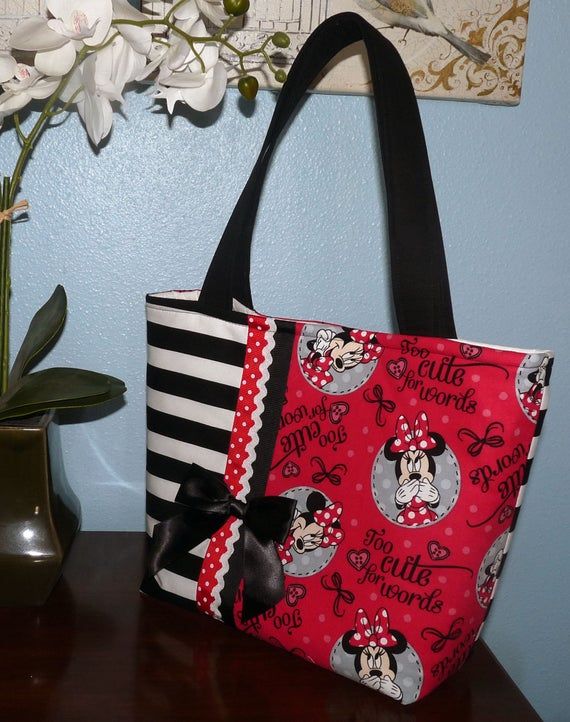 NEW Handmade Disney Minnie Mouse Too Cute Large Purse Bag Tote .