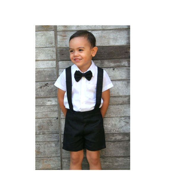 3pcs. Boy Linen Suit - Black, Boy Suit, Christening Outfit, Page .